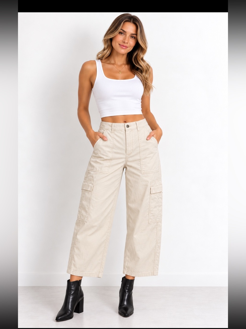 NWT Supplies by Unionbay Blythe Barrel Cargo Pants Alabaster Cream Size 31x27🍦